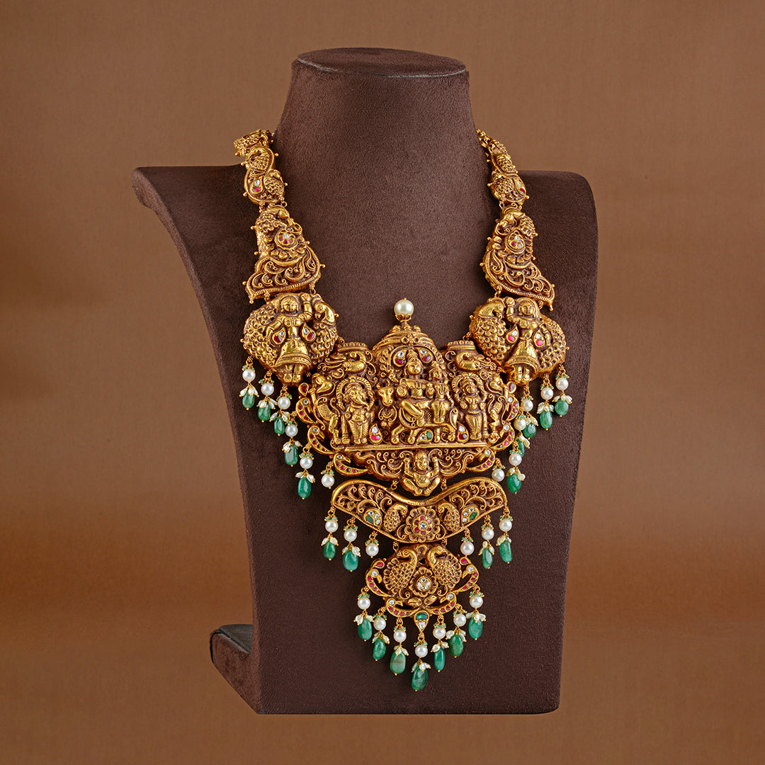 Shivparivar 22K Gold Long Necklace - Krishna Jewellers Pearls and Gems