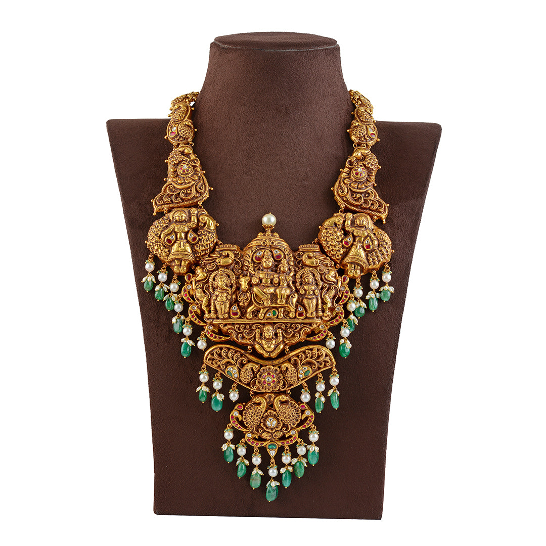 Shivparivar 22K Gold Long Necklace - Krishna Jewellers Pearls and Gems