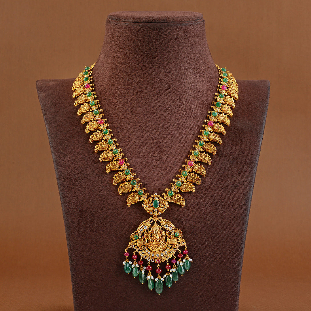 Gold Long Chain in Mango Design - Krishna Jewellers Pearls and Gems