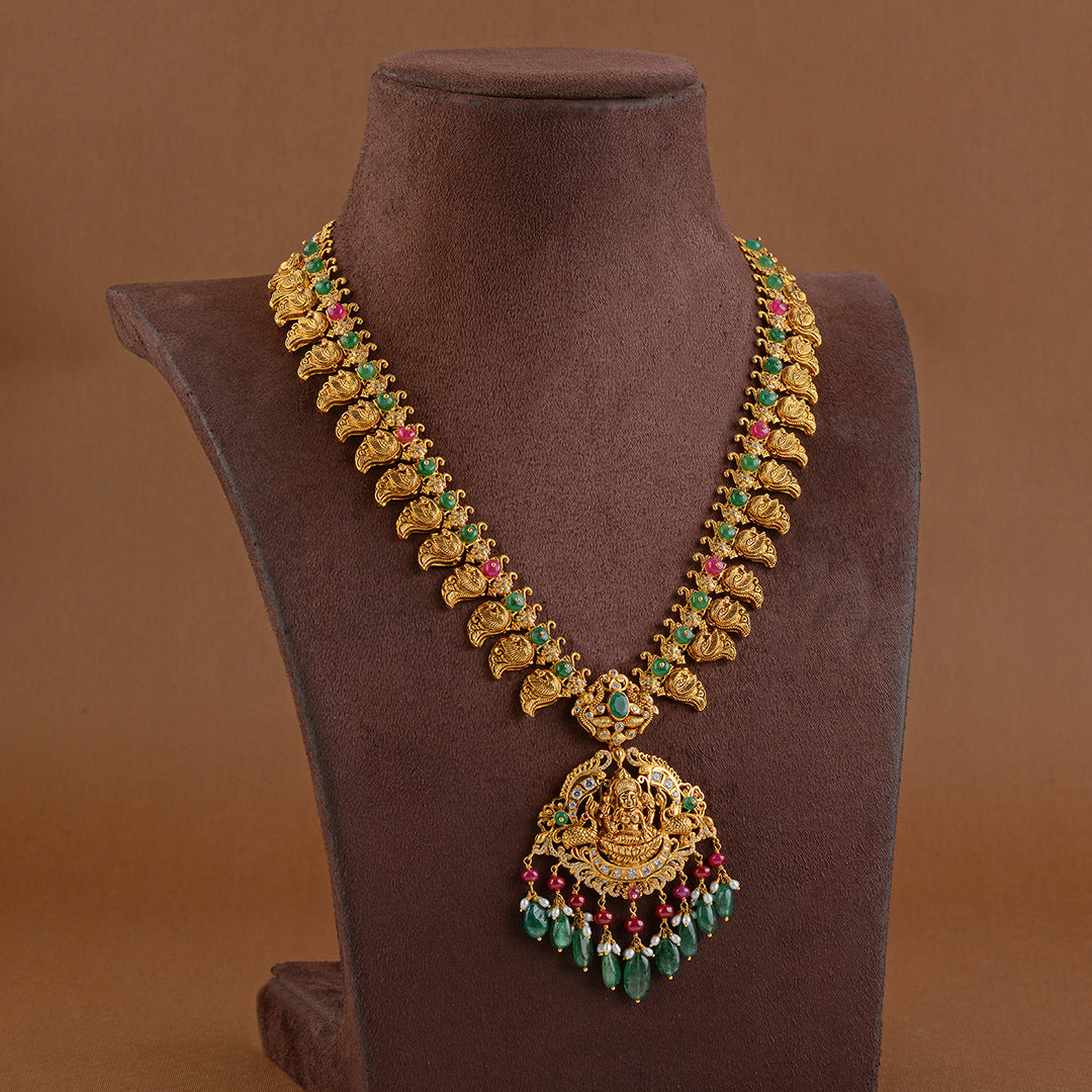 Gold Long Chain in Mango Design - Krishna Jewellers Pearls and Gems