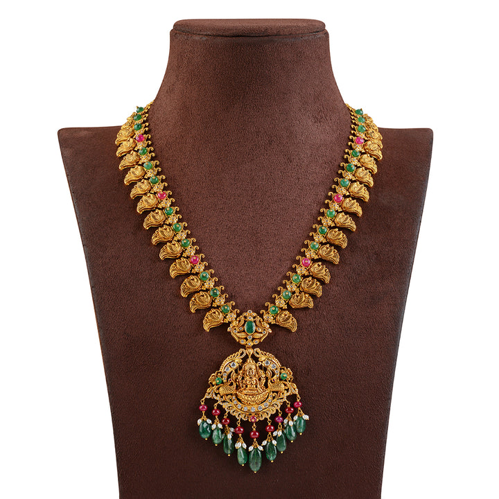 Gold Long Chain in Mango Design - Krishna Jewellers Pearls and Gems