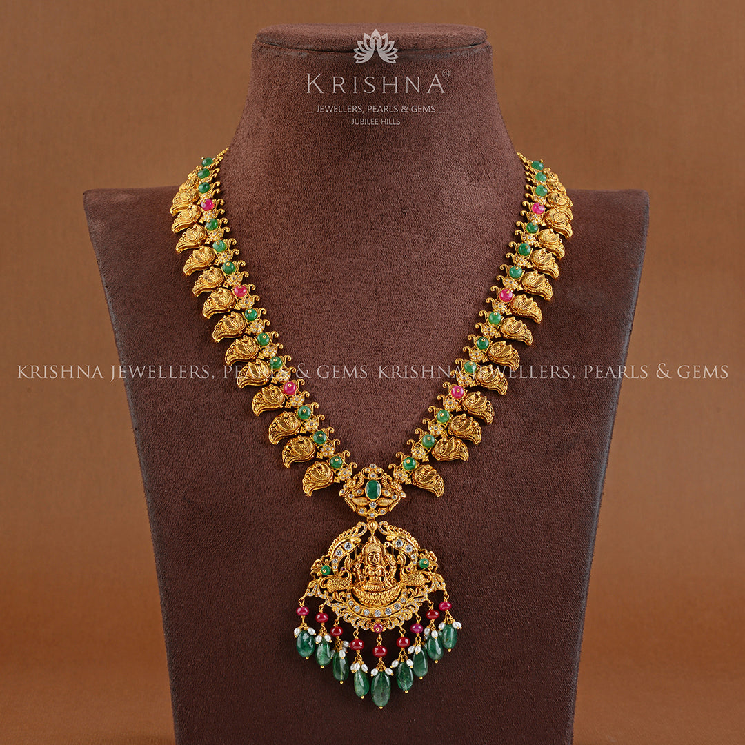 Gold Long Chain in Mango Design - Krishna Jewellers Pearls and Gems