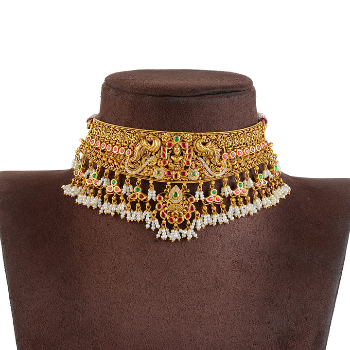22K Gold Kundan Choker with Guttapusalu - Krishna Jewellers Pearls and Gems