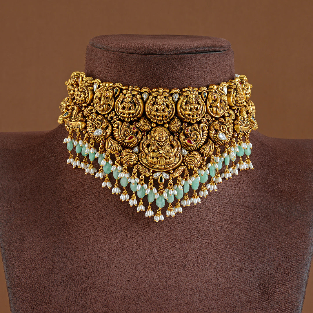 22K Gold Choker with Nakshi Work - Krishna Jewellers Pearls and Gems