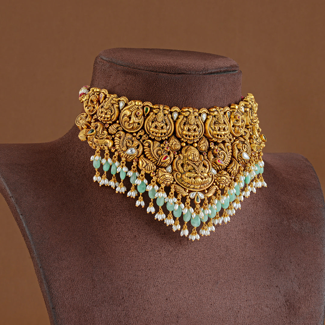 22K Gold Choker with Nakshi Work - Krishna Jewellers Pearls and Gems