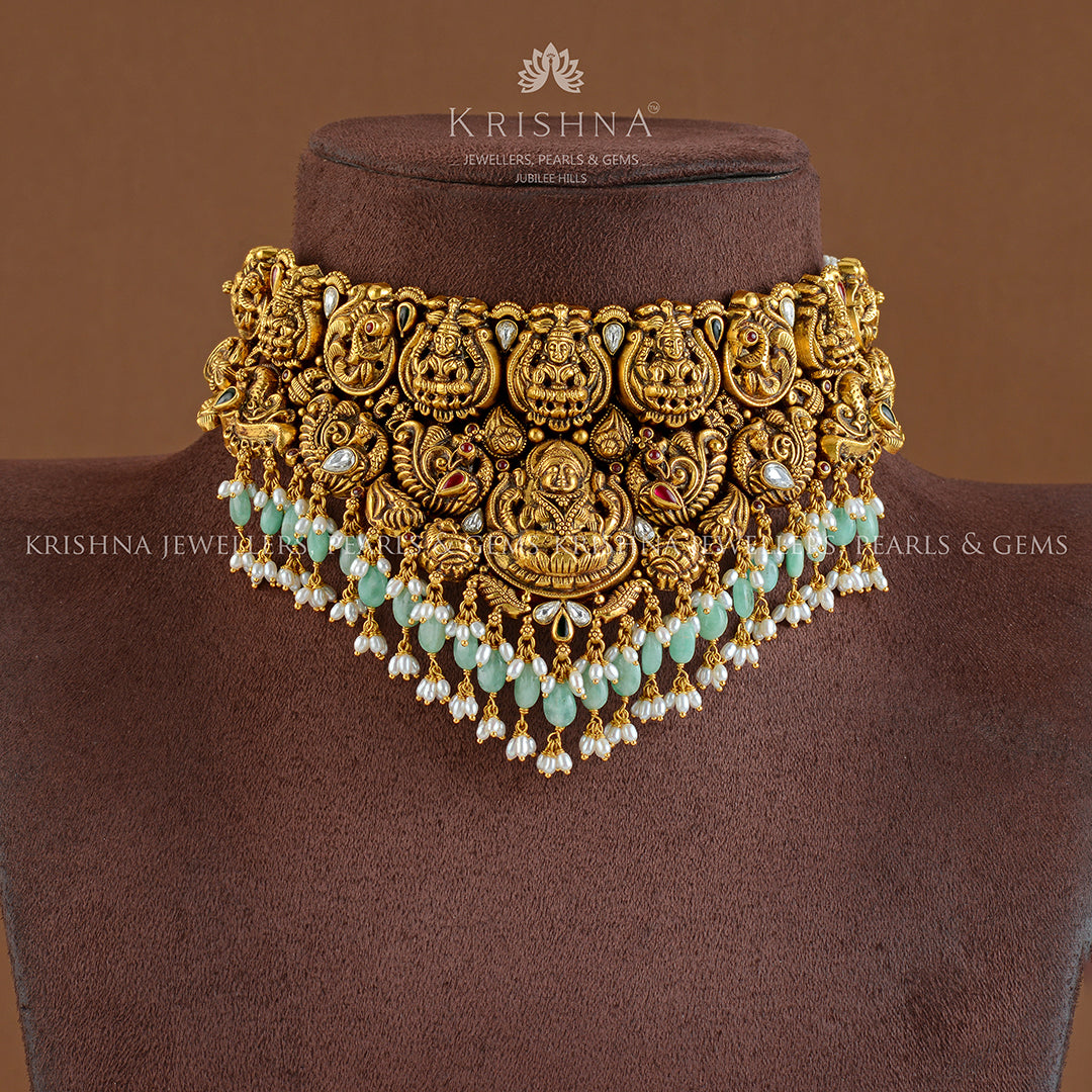 22K Gold Choker with Nakshi Work - Krishna Jewellers Pearls and Gems