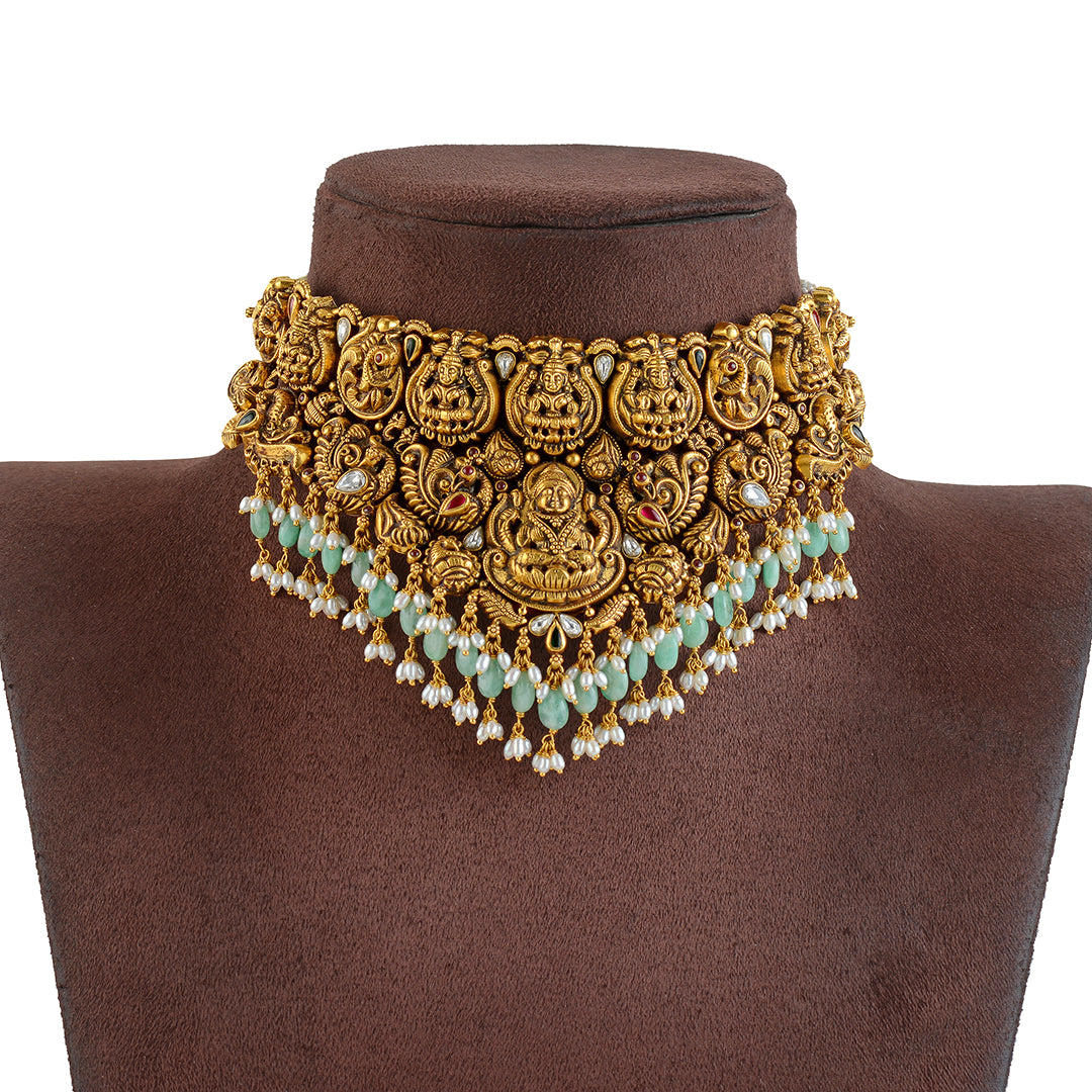 22K Gold Choker with Nakshi Work - Krishna Jewellers Pearls and Gems