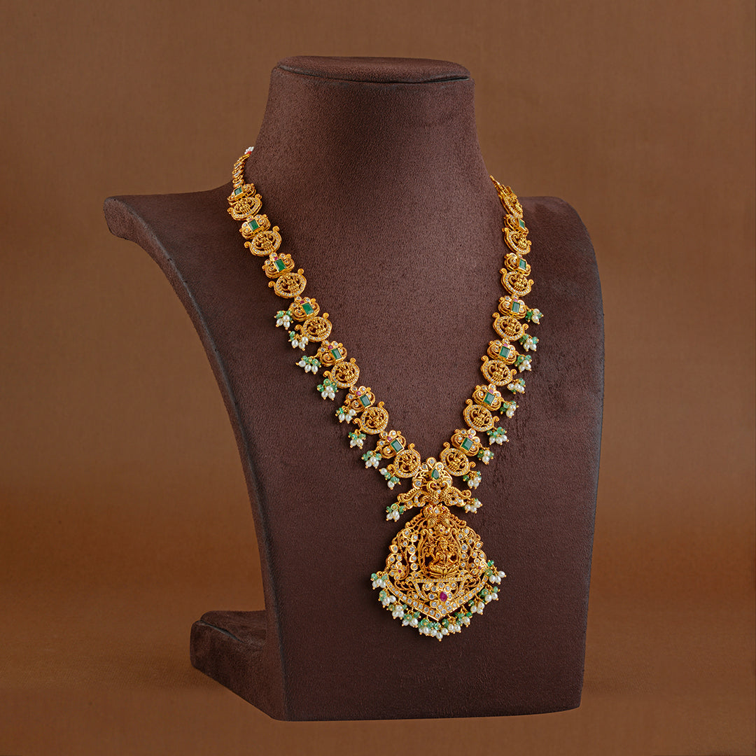 22K Gold Haram with Laxmi Pendant - Krishna Jewellers Pearls and Gems