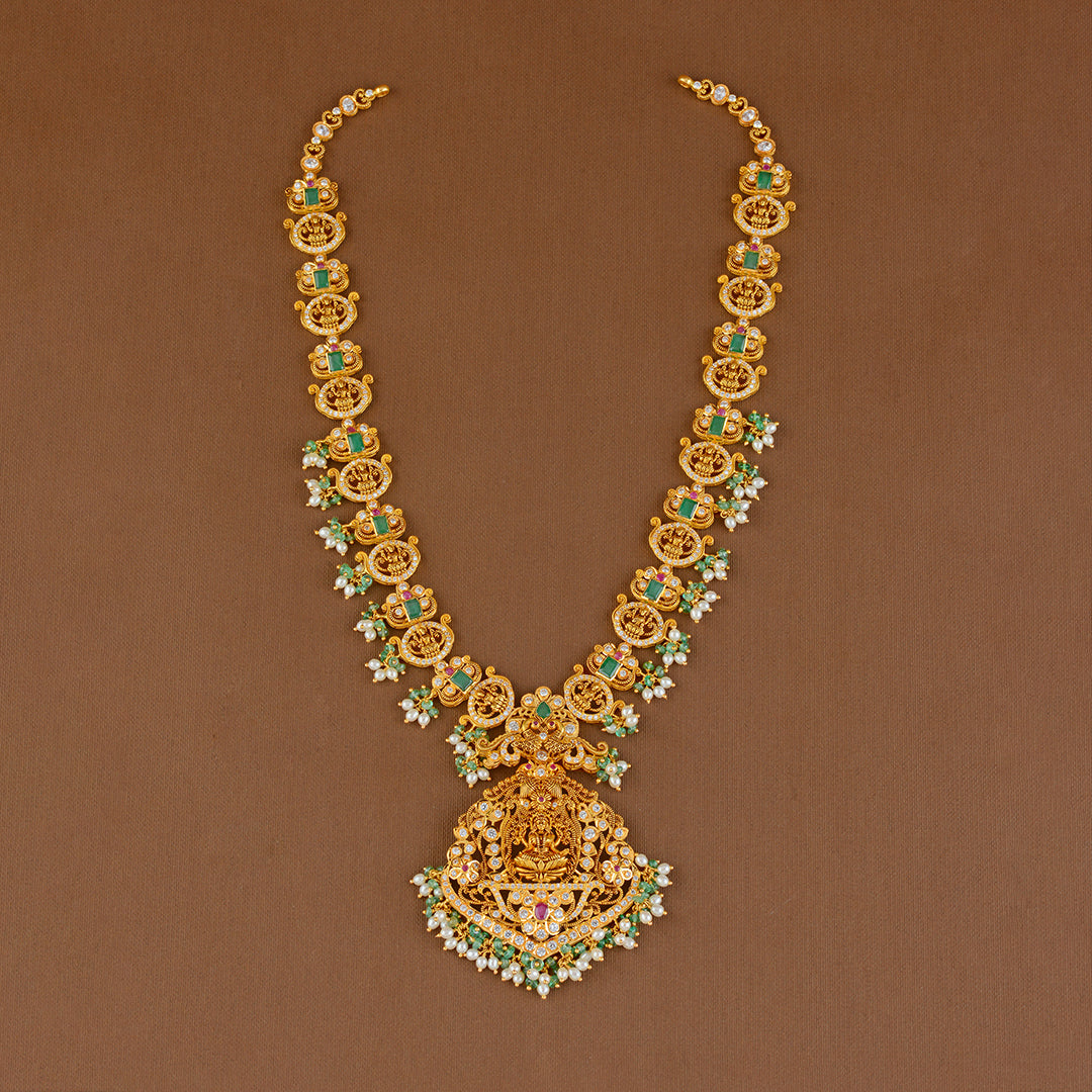 22K Gold Haram with Laxmi Pendant - Krishna Jewellers Pearls and Gems