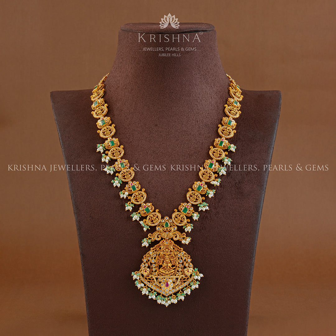 22K Gold Haram with Laxmi Pendant - Krishna Jewellers Pearls and Gems