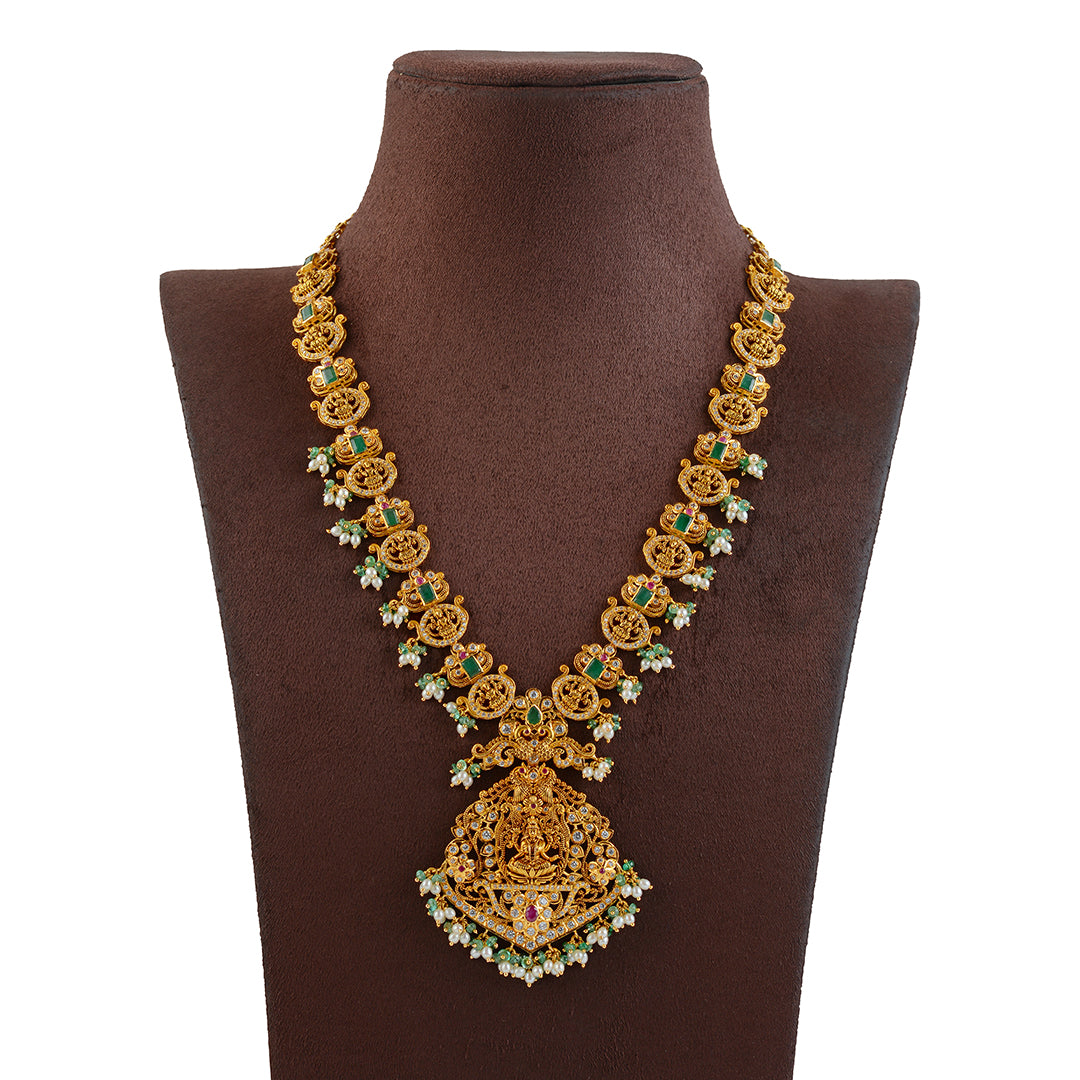 22K Gold Haram with Laxmi Pendant - Krishna Jewellers Pearls and Gems