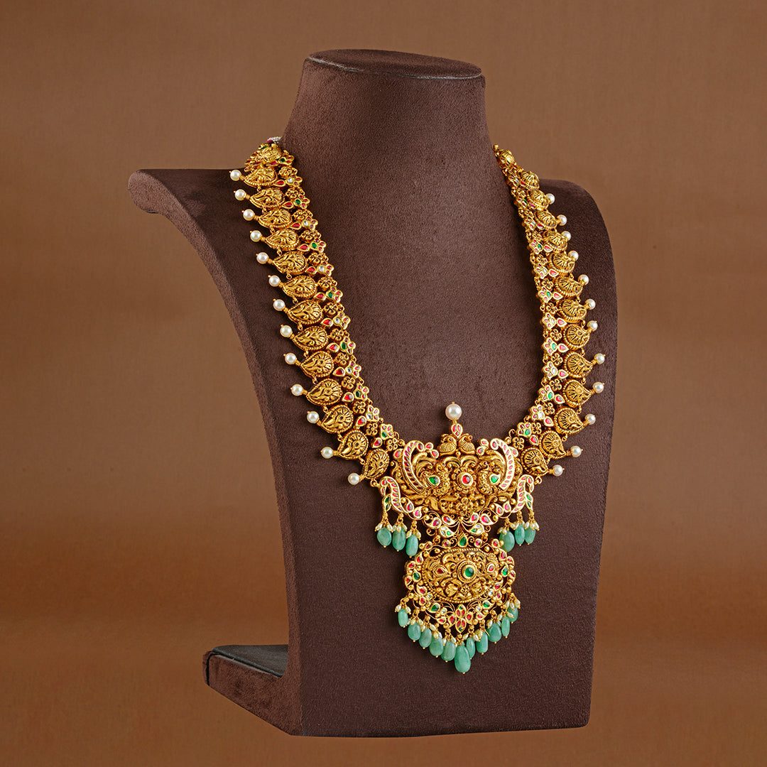 22K Long Mango Gold Haram - Krishna Jewellers Pearls and Gems