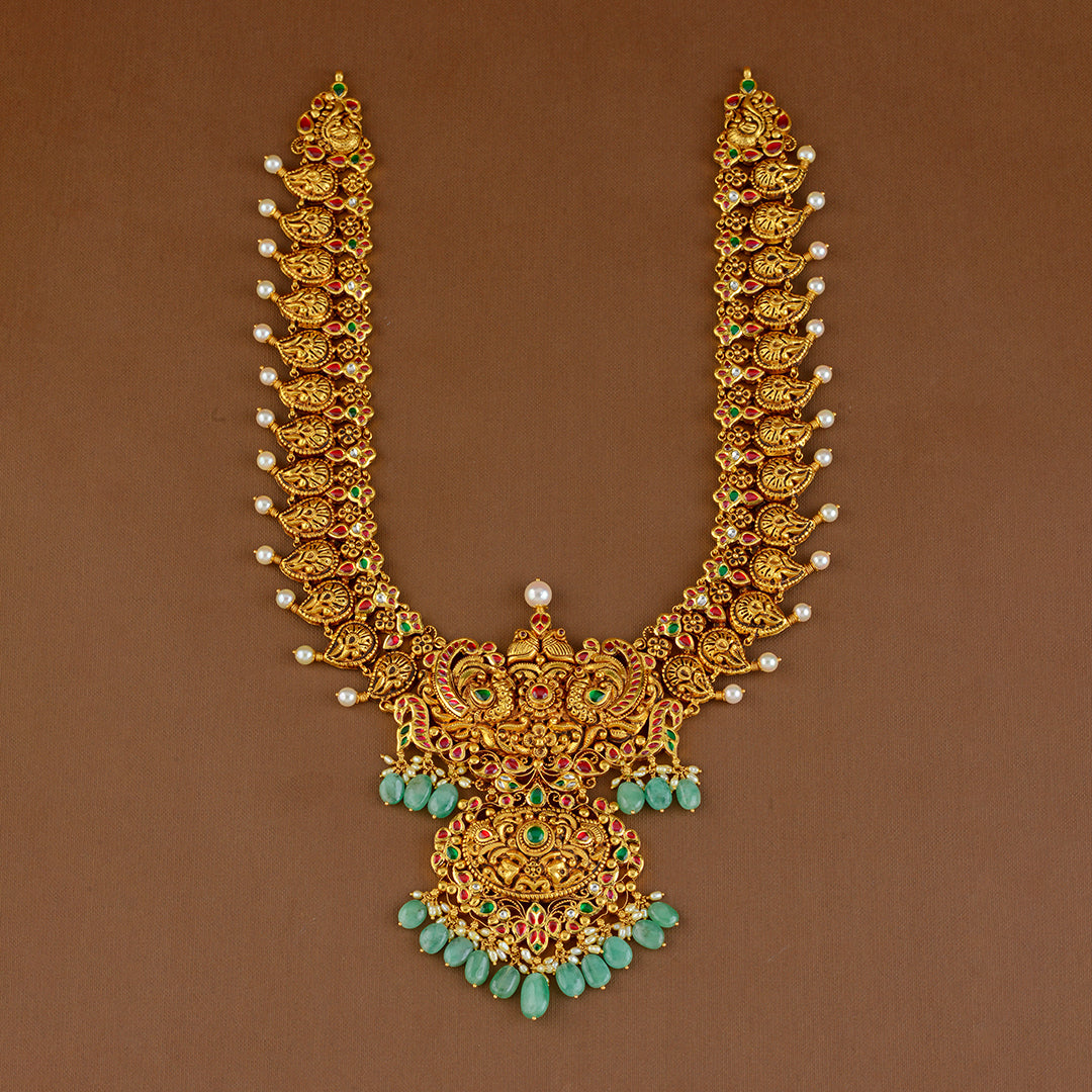 22K Long Mango Gold Haram - Krishna Jewellers Pearls and Gems