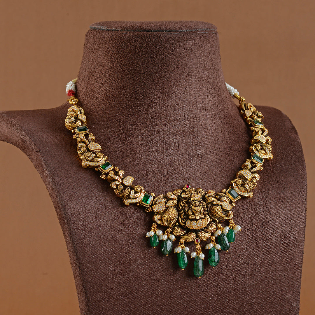 Gold Necklace With Nakshi Work - Krishna Jewellers Pearls and Gems