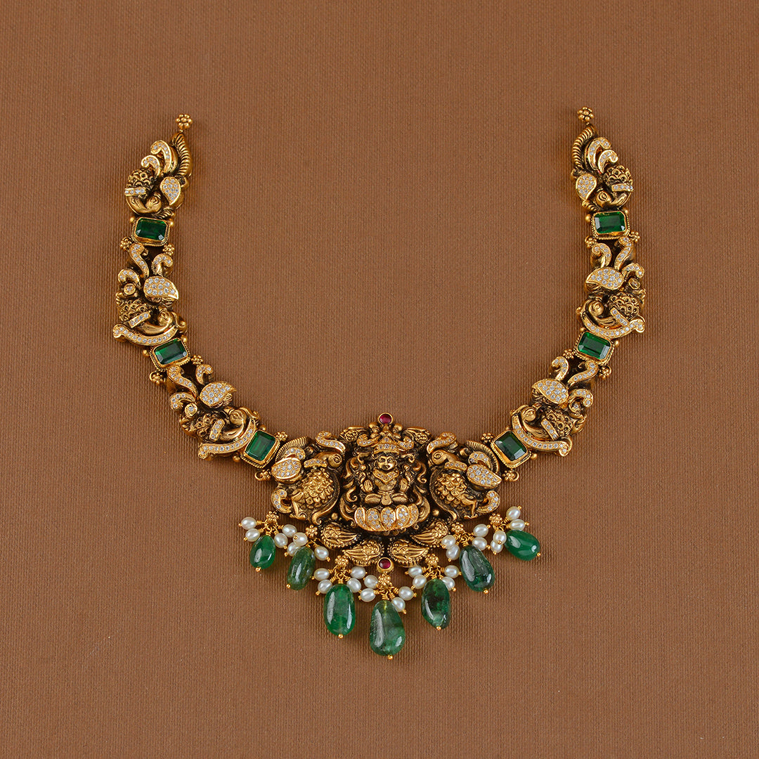 Gold Necklace With Nakshi Work - Krishna Jewellers Pearls and Gems