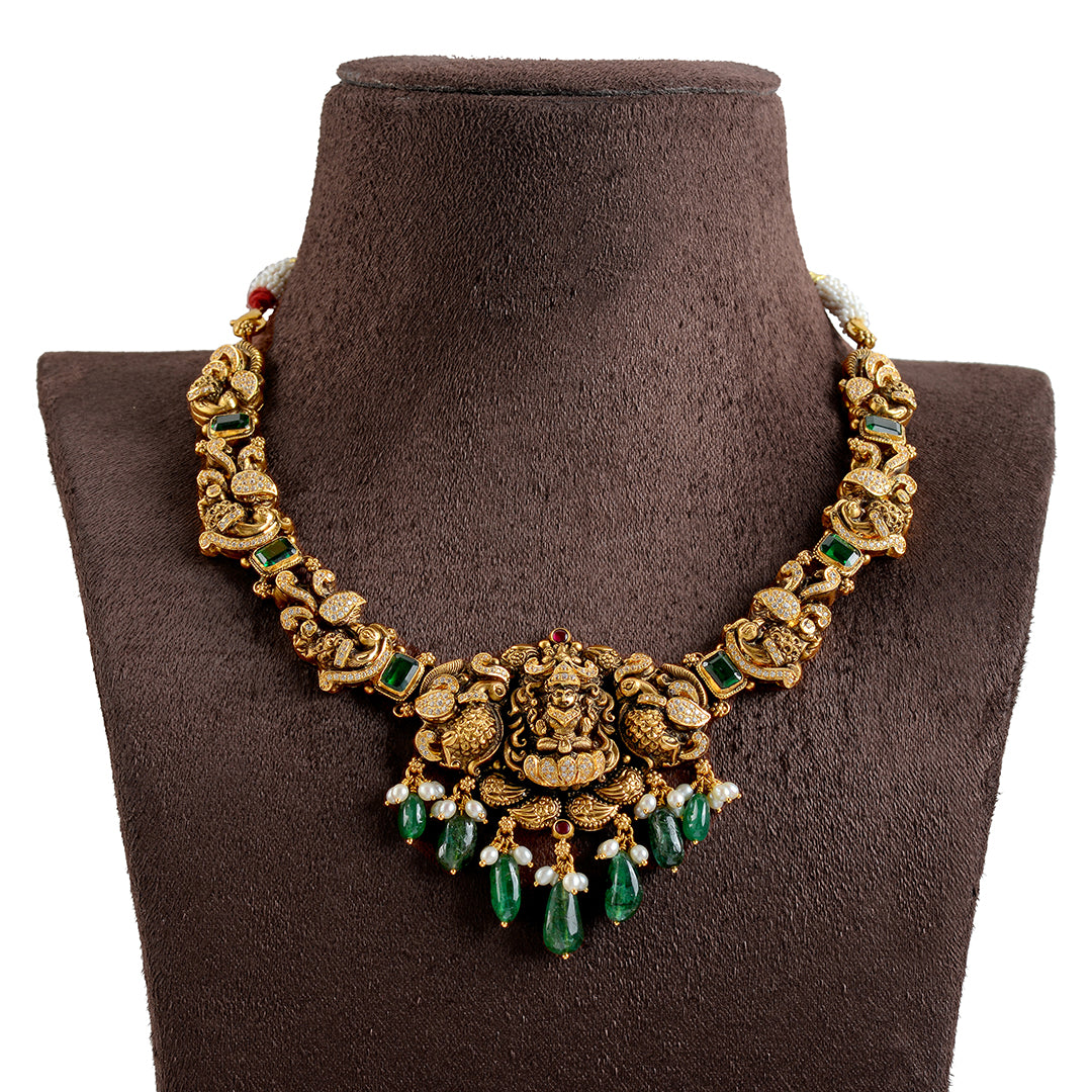 Gold Necklace With Nakshi Work - Krishna Jewellers Pearls and Gems