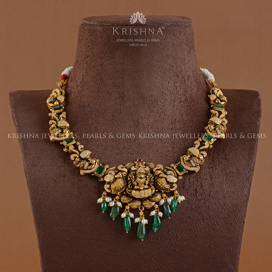 Gold Necklace With Nakshi Work - Krishna Jewellers Pearls and Gems