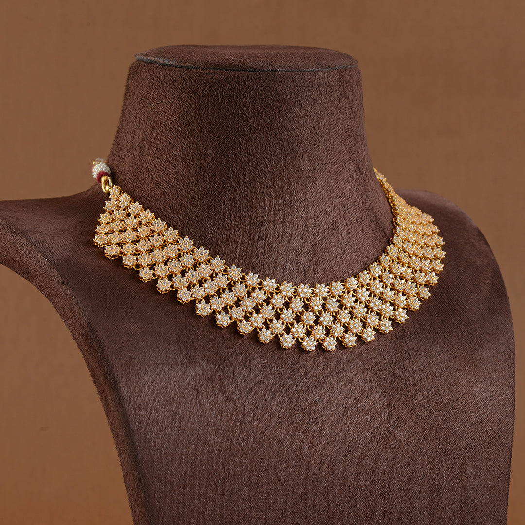 Gold Choker in Jaali Pattern - Krishna Jewellers Pearls and Gems