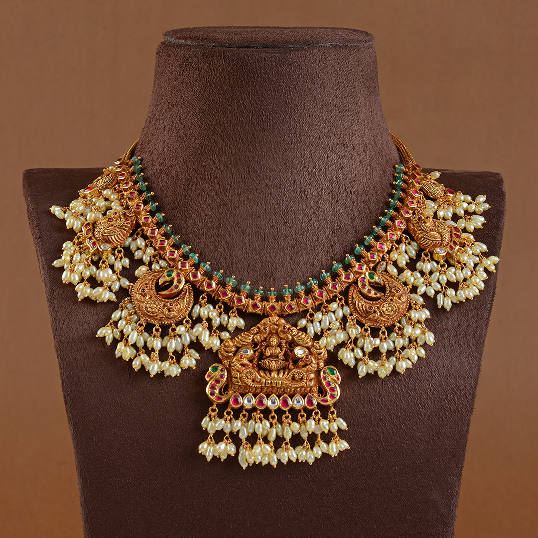 22K Gold Necklace with Guttapusalu - Krishna Jewellers Pearls and Gems