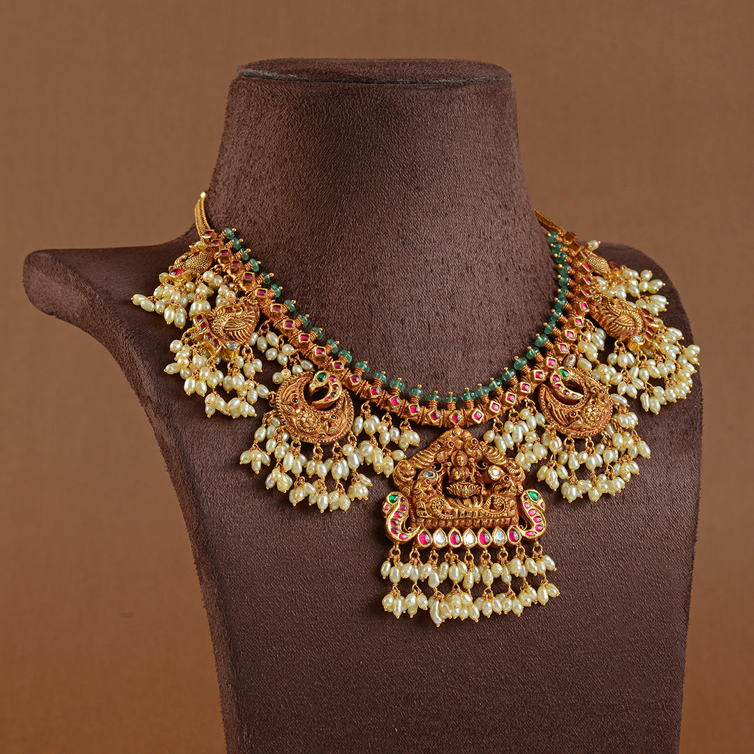 22K Gold Necklace with Guttapusalu - Krishna Jewellers Pearls and Gems