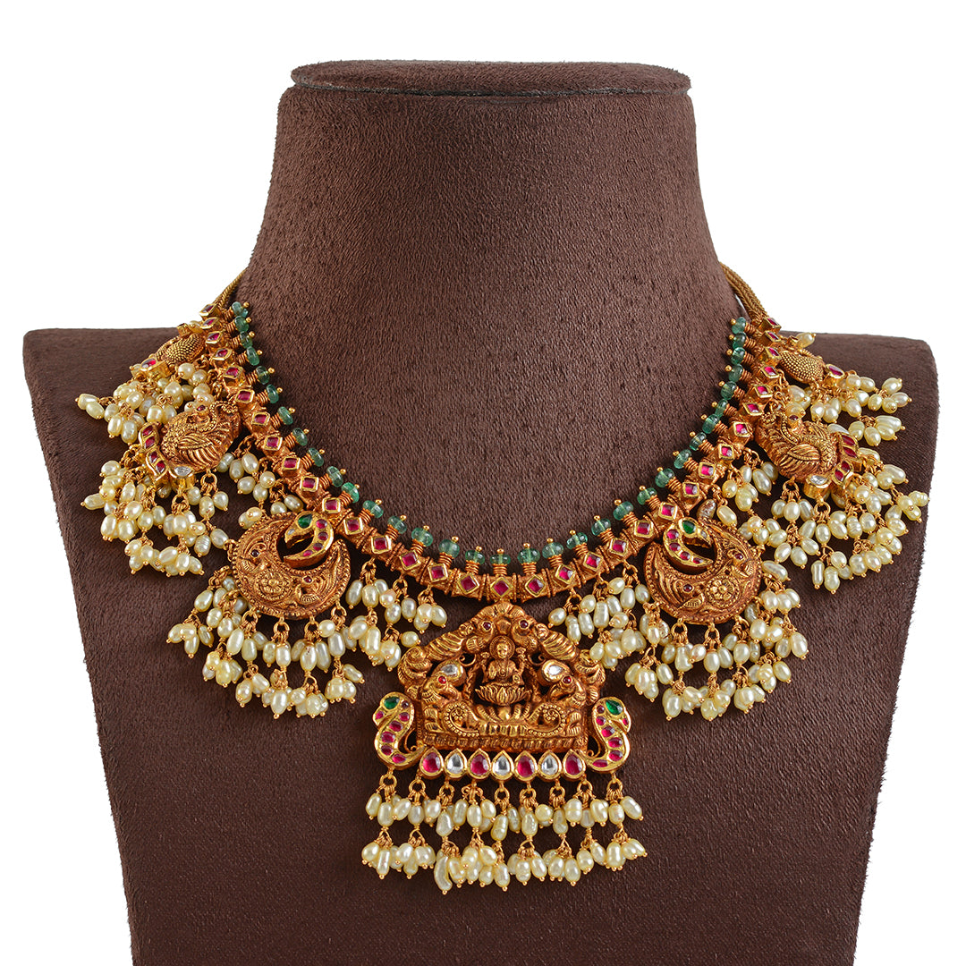 22K Gold Necklace with Guttapusalu - Krishna Jewellers Pearls and Gems