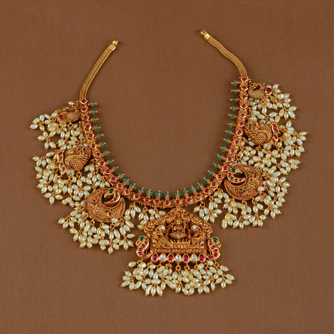 22K Gold Necklace with Guttapusalu - Krishna Jewellers Pearls and Gems