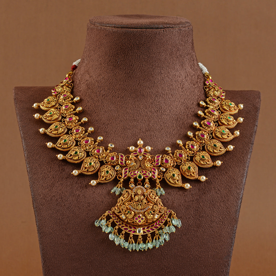 22K Gold Necklace in Mango Motif - Krishna Jewellers Pearls and Gems