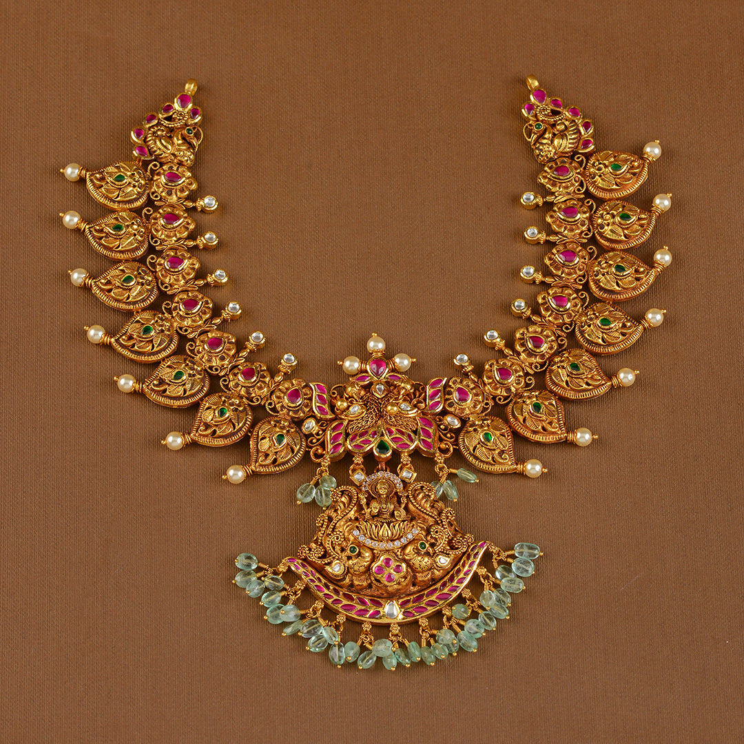22K Gold Necklace in Mango Motif - Krishna Jewellers Pearls and Gems