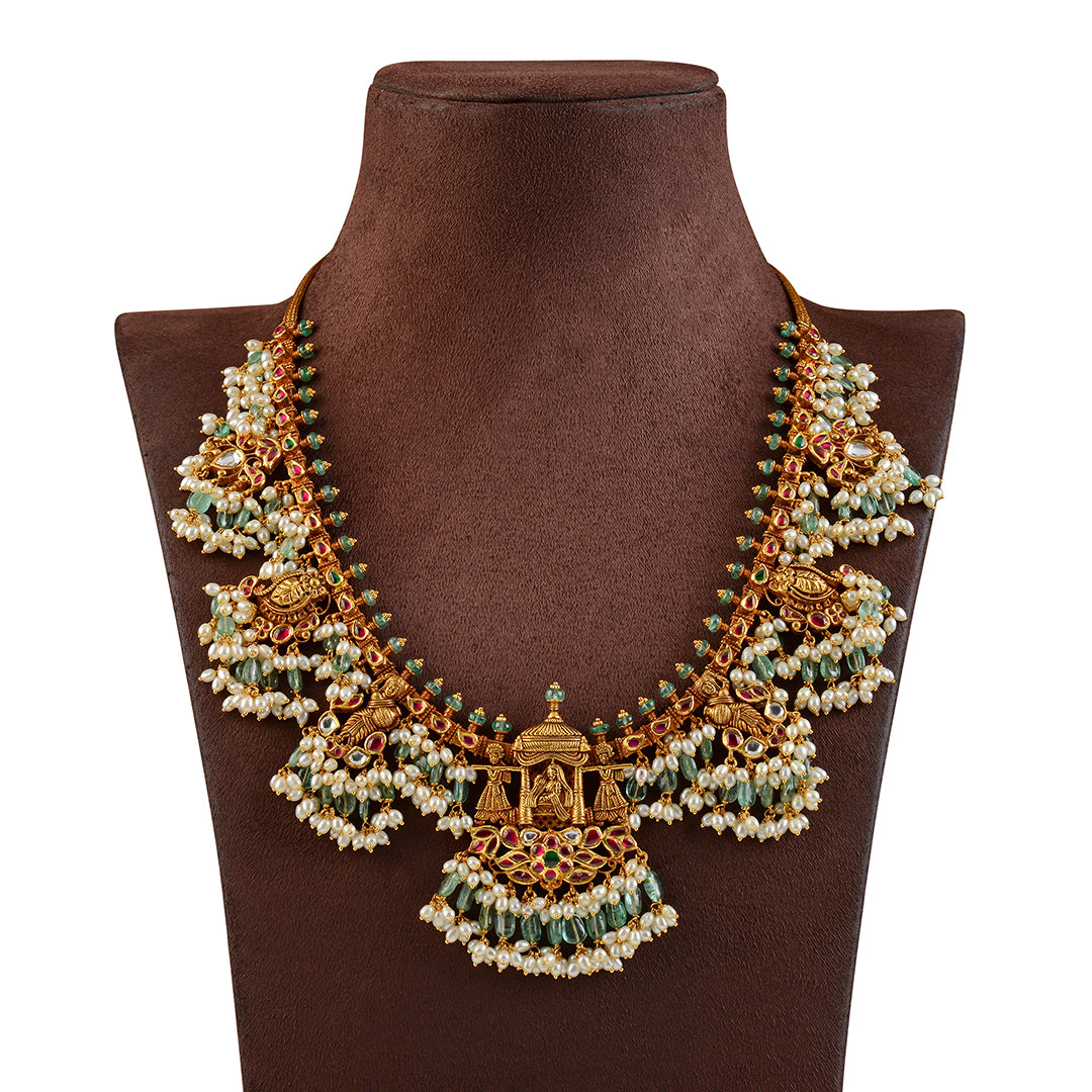Shop Now 22K Gold Long Haram With Guttapusalu Online – Krishna