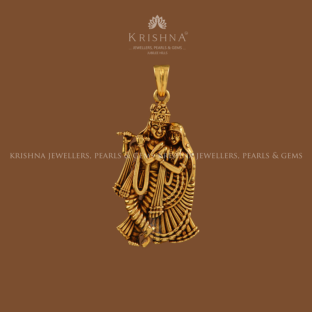 Radha Krishna Gold Pendant - Krishna Jewellers Pearls and Gems