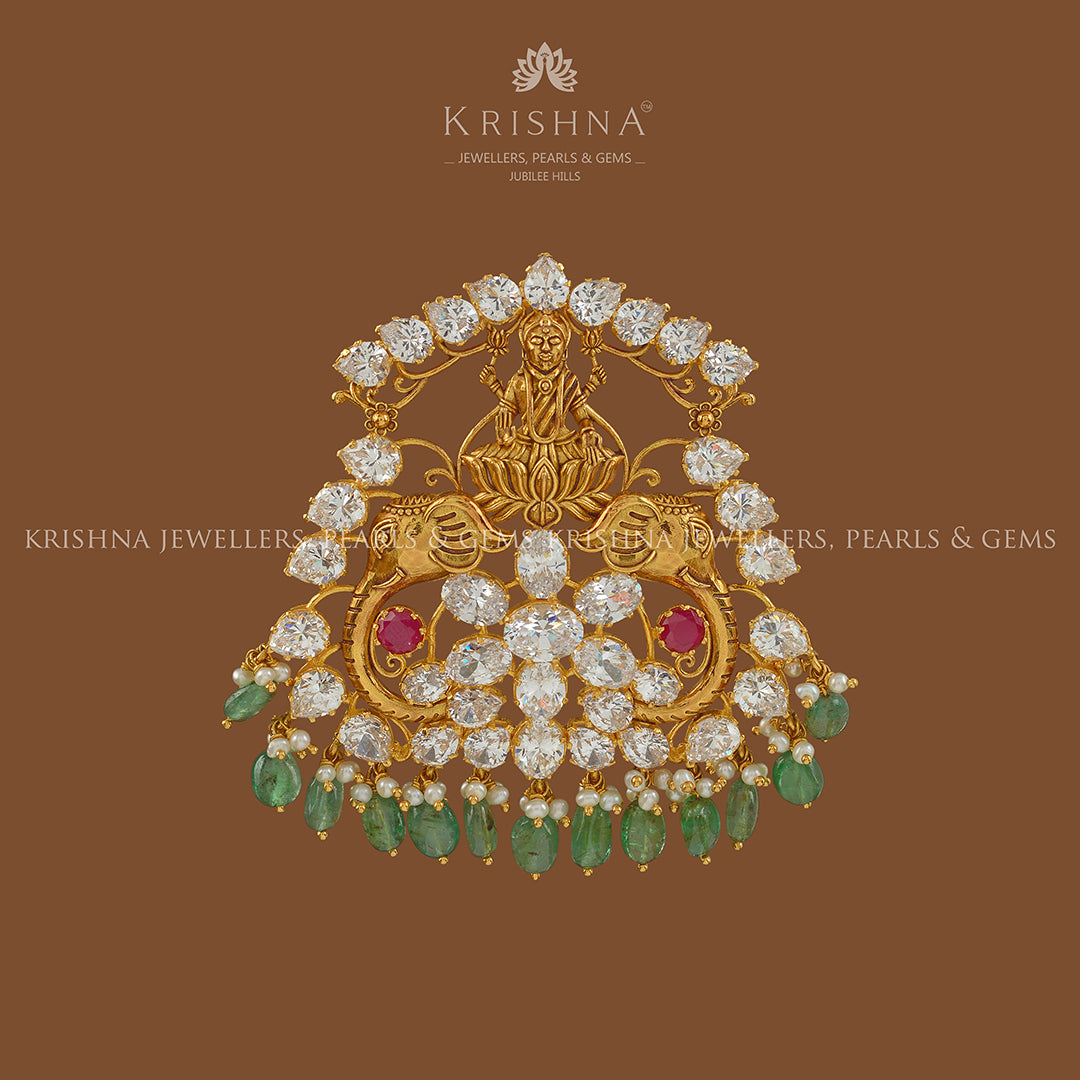 22k Lakshmi Gold Pendant - Krishna Jewellers Pearls and Gems