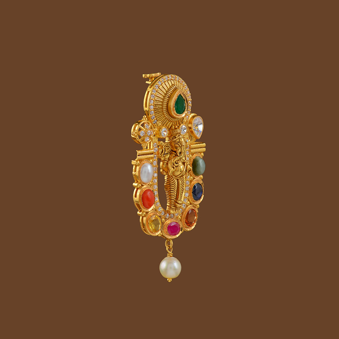 Navaratna Ganesha Gold Pendant - Krishna Jewellers Pearls and Gems