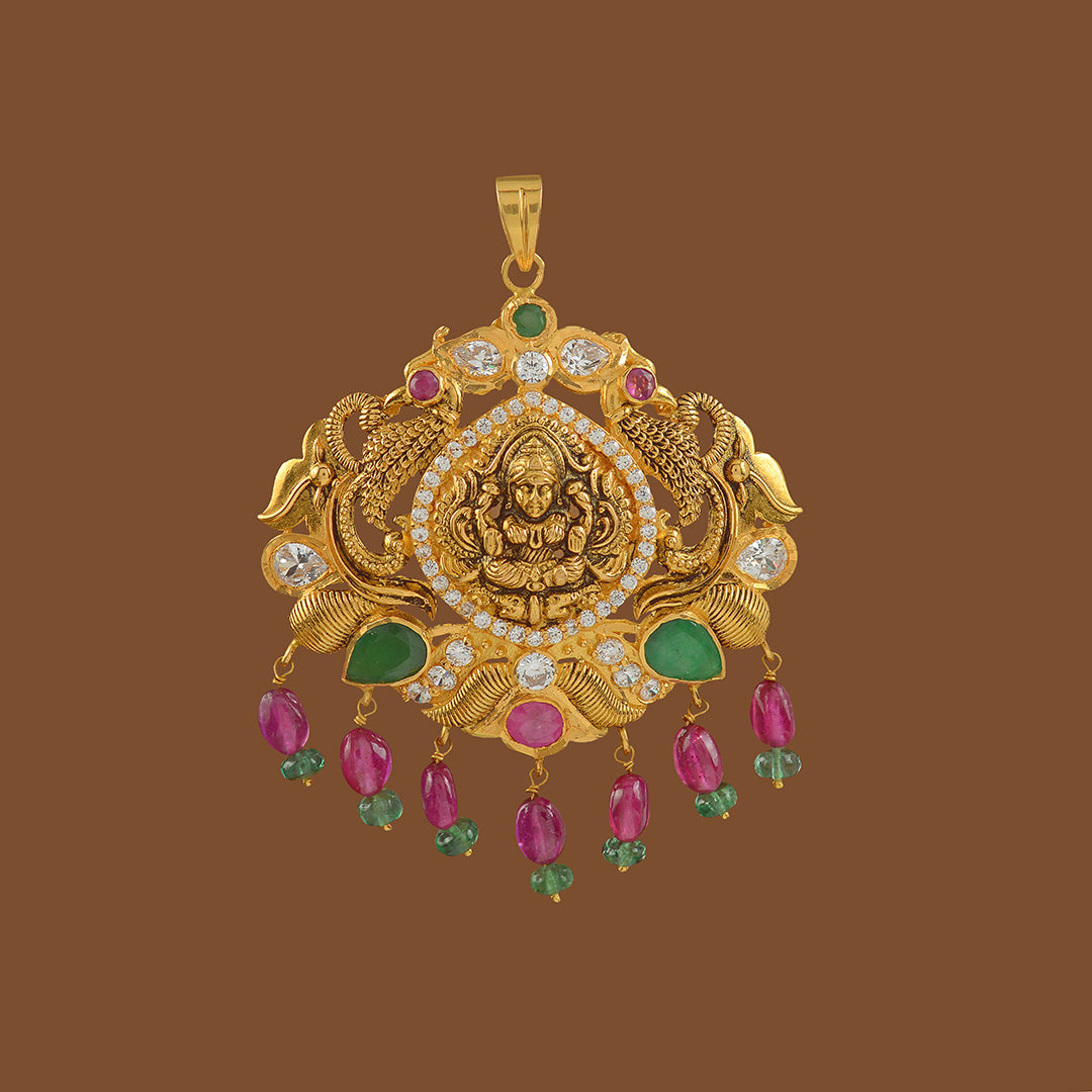 Goddess Lakshmi Gold Pendant - Krishna Jewellers Pearls and Gems