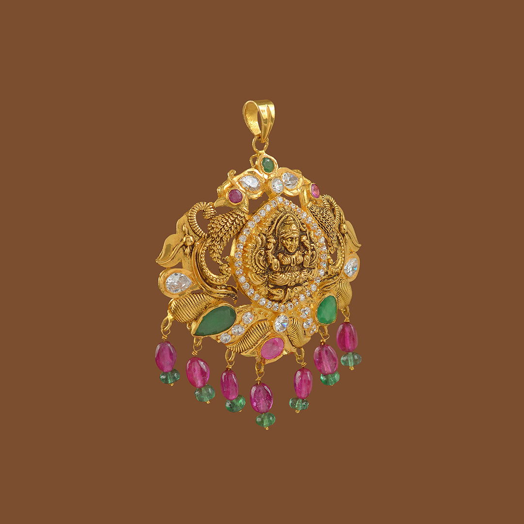 Goddess Lakshmi Gold Pendant - Krishna Jewellers Pearls and Gems