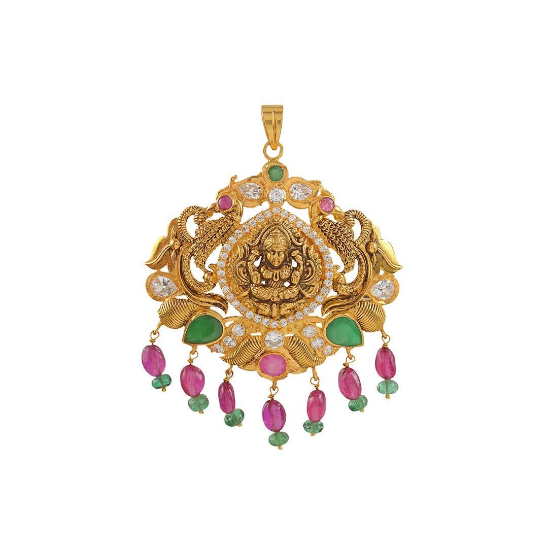 Goddess Lakshmi Gold Pendant - Krishna Jewellers Pearls and Gems