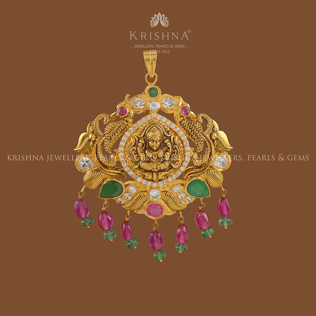 Goddess Lakshmi Gold Pendant - Krishna Jewellers Pearls and Gems