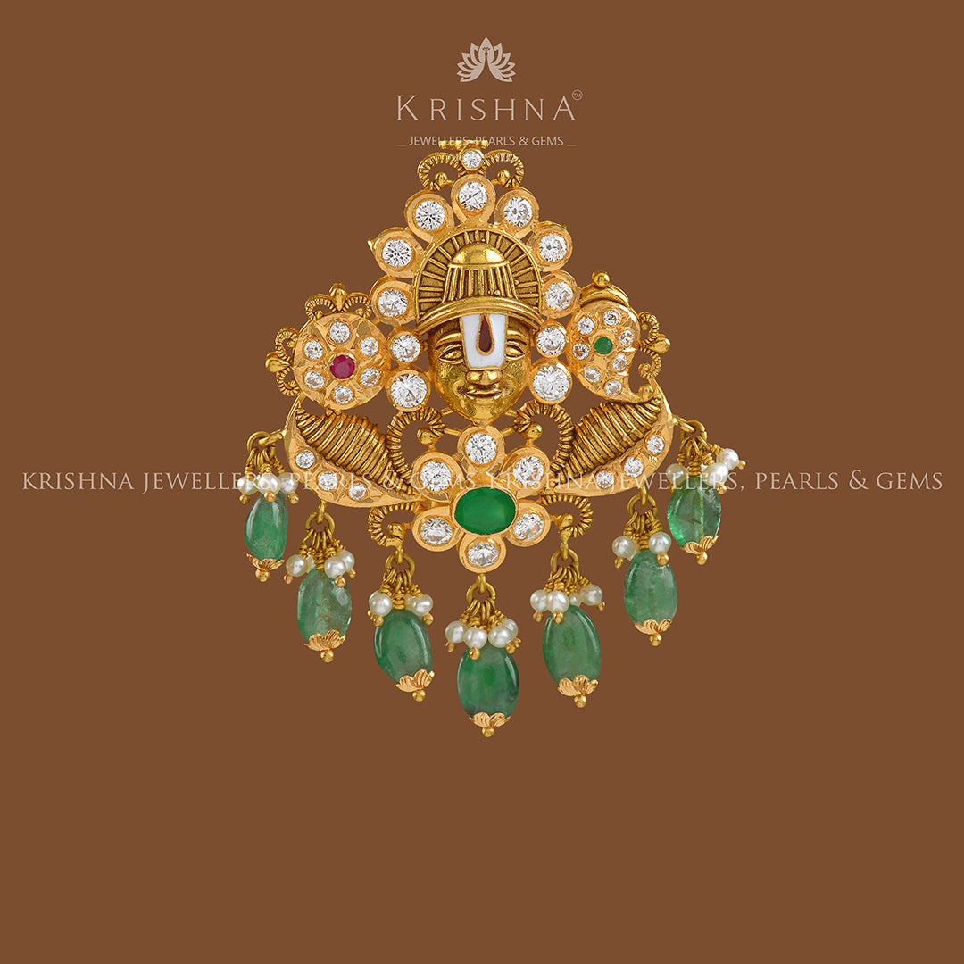 Lord Balaji Gold Pendant - Krishna Jewellers Pearls and Gems