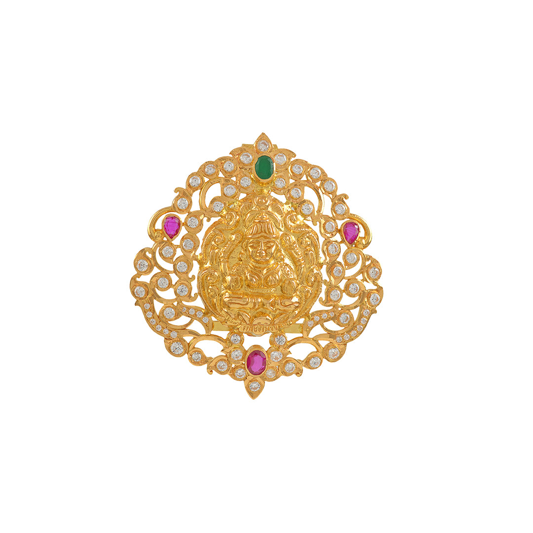 Lakshmi Themed 22K Gold Pendant - Krishna Jewellers Pearls and Gems