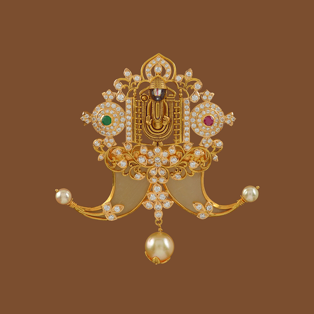 Lord Balaji Gold Pendant - Krishna Jewellers Pearls and Gems