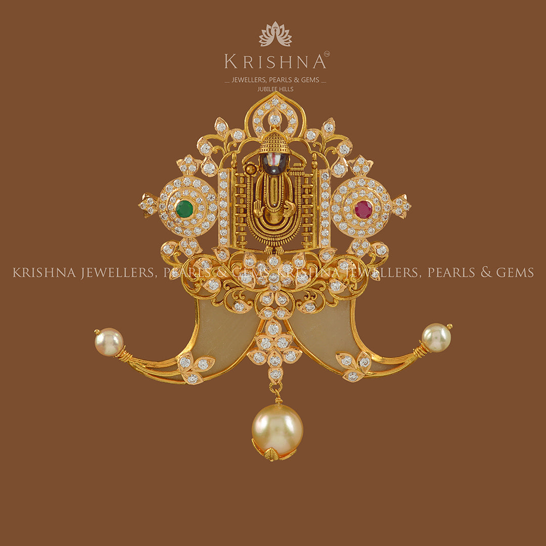 Lord Balaji Gold Pendant - Krishna Jewellers Pearls and Gems