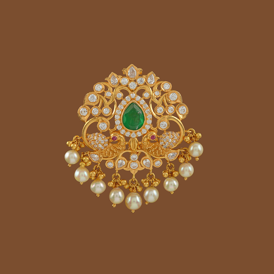22K Gold Peacock Pendant - Krishna Jewellers Pearls and Gems