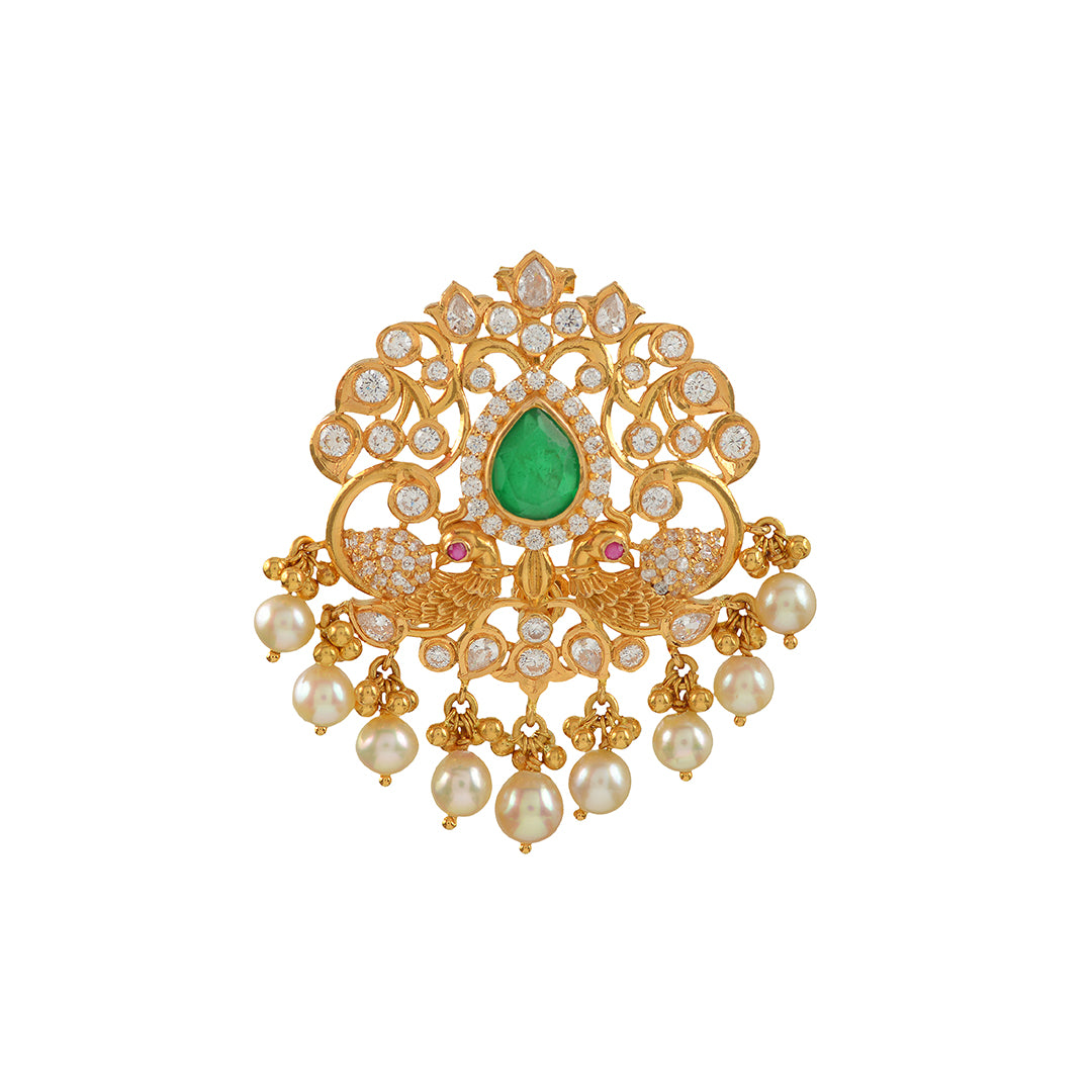 22K Gold Peacock Pendant - Krishna Jewellers Pearls and Gems