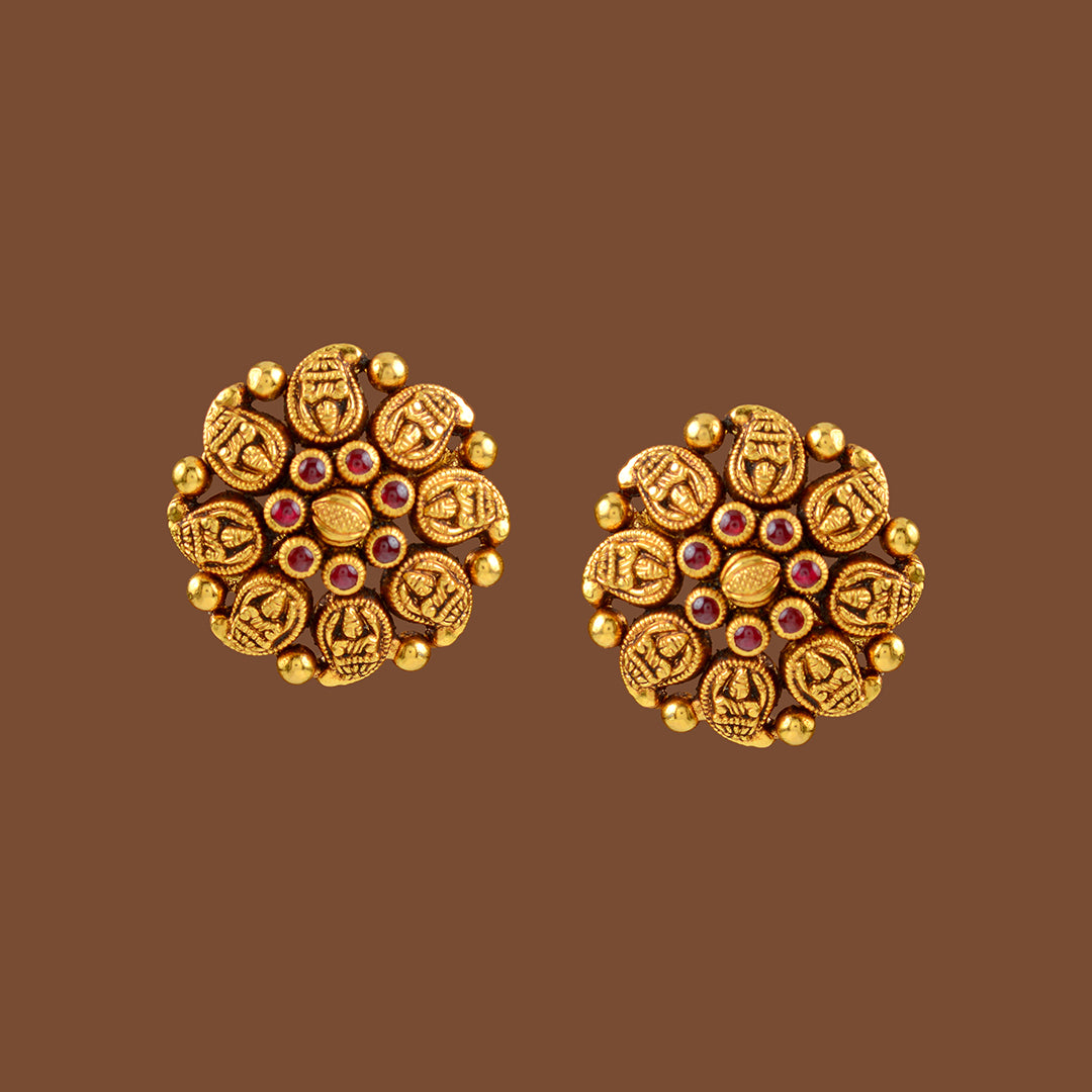 22k Gold Stud Earrings - Krishna Jewellers Pearls and Gems