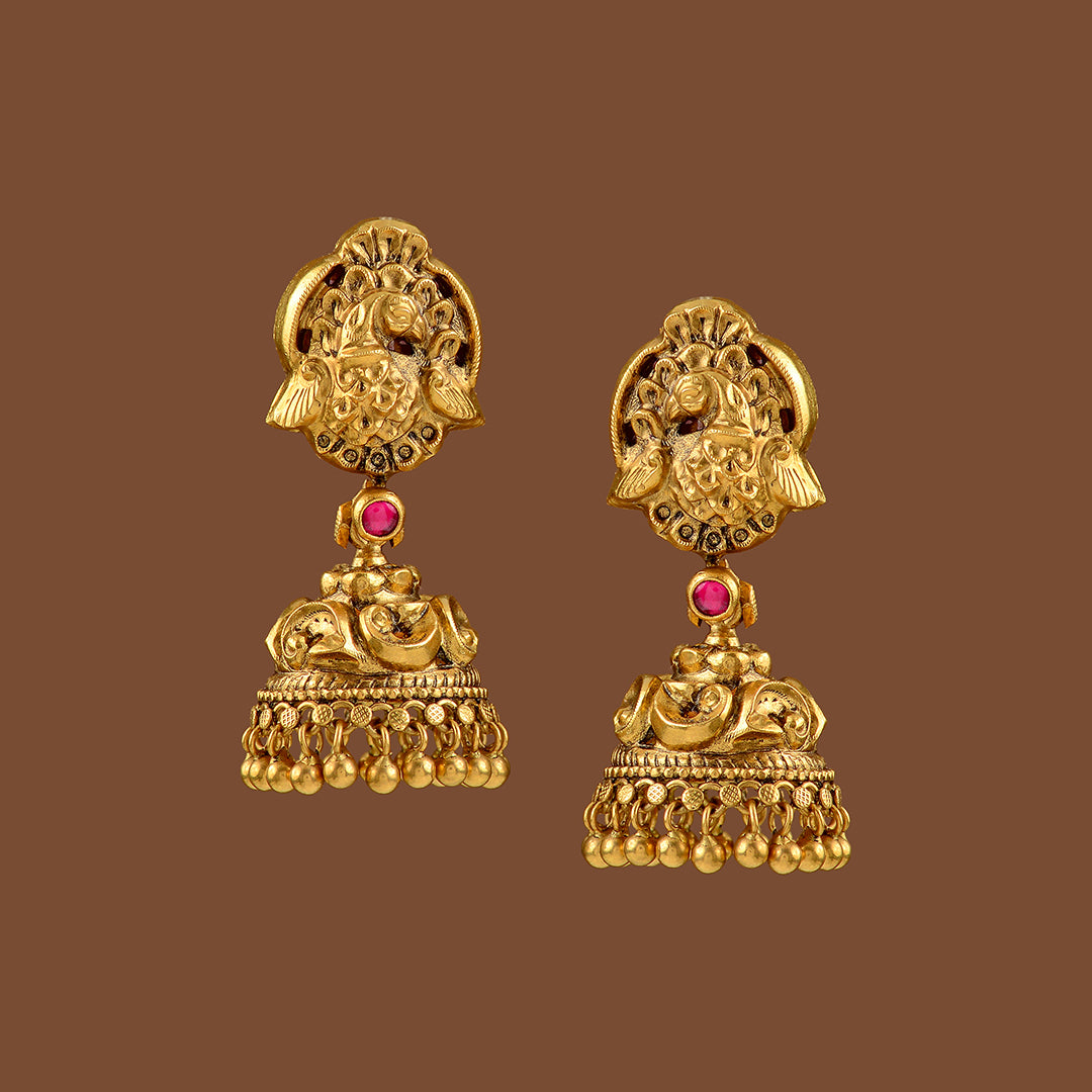22K Gold Jhumka Earrings - Krishna Jewellers Pearls and Gems
