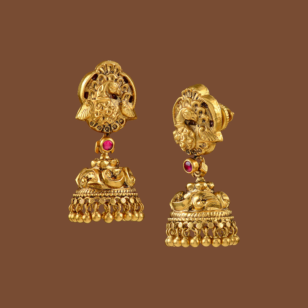 22K Gold Jhumka Earrings - Krishna Jewellers Pearls and Gems