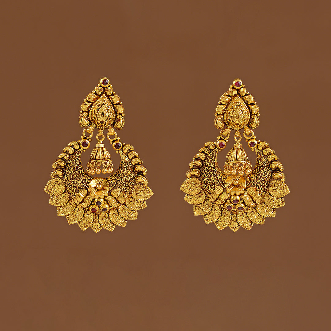 22k Gold Ruby Earrings - Krishna Jewellers Pearls and Gems