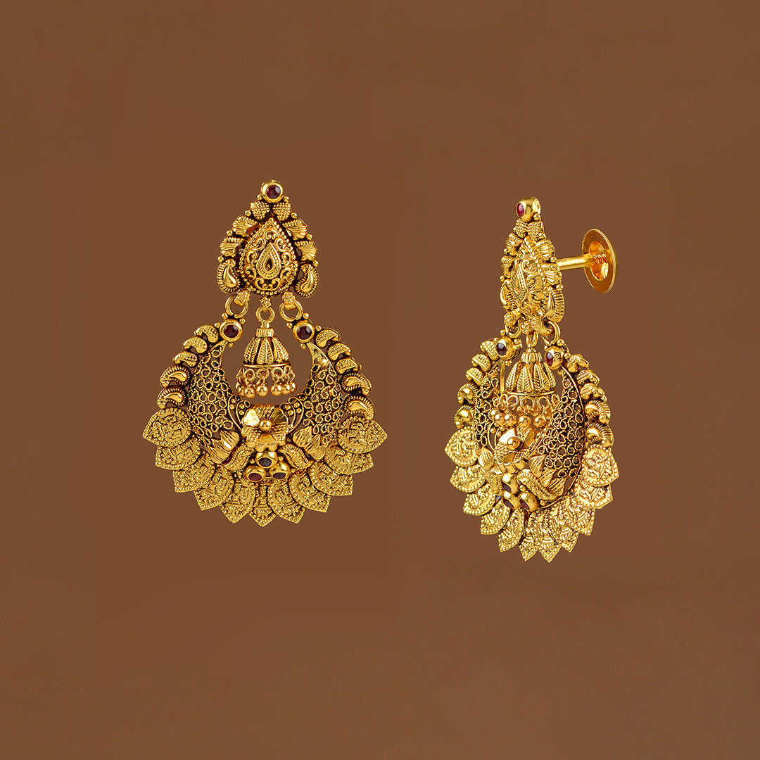 22k Gold Ruby Earrings - Krishna Jewellers Pearls and Gems
