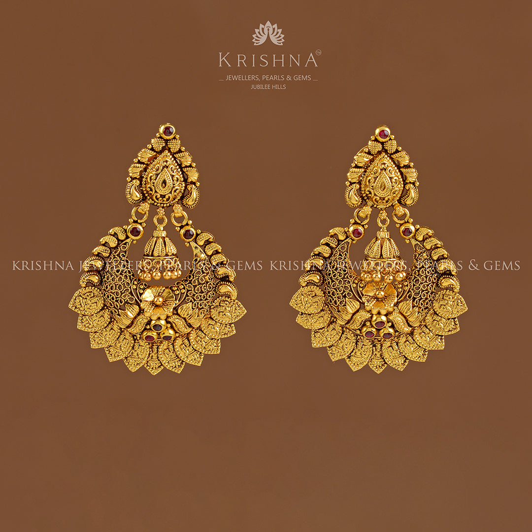 22k Gold Ruby Earrings - Krishna Jewellers Pearls and Gems