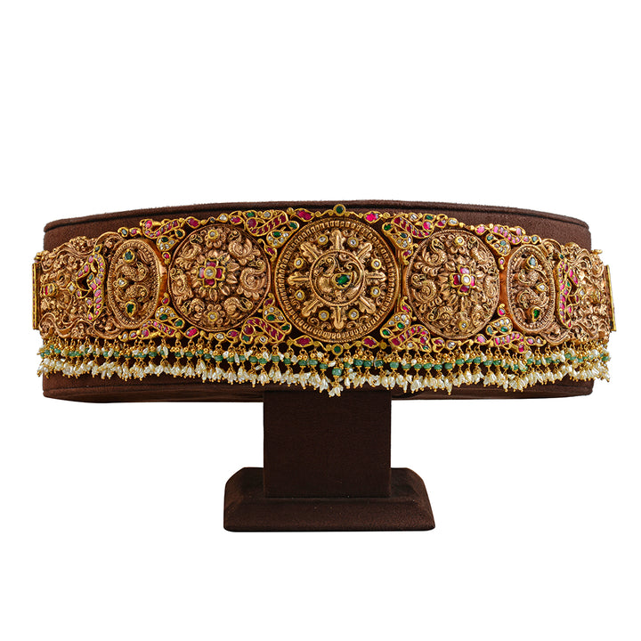 Gold Antique Vaddanam With Guttapusalu - Krishna Jewellers Pearls and Gems