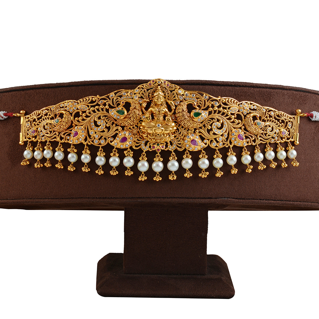 22k Gold Vaddanam In Lakshmi Peacock Motif - Krishna Jewellers Pearls and Gems
